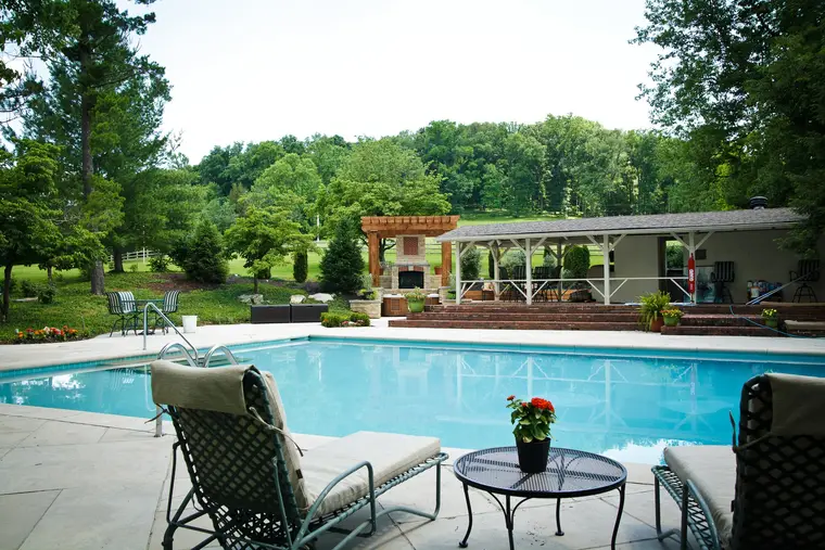 The pool and its pavilion