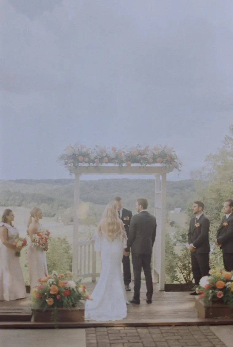 The couple at the arbor on film