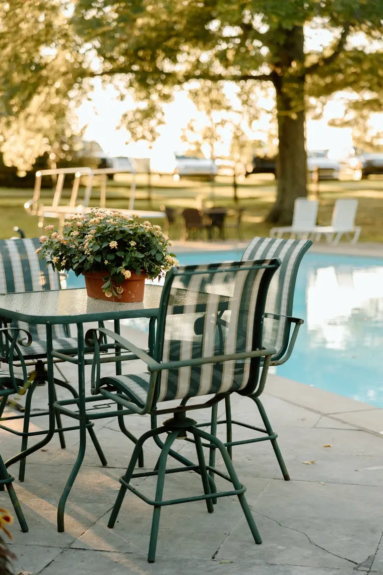 A table for two beside the pool