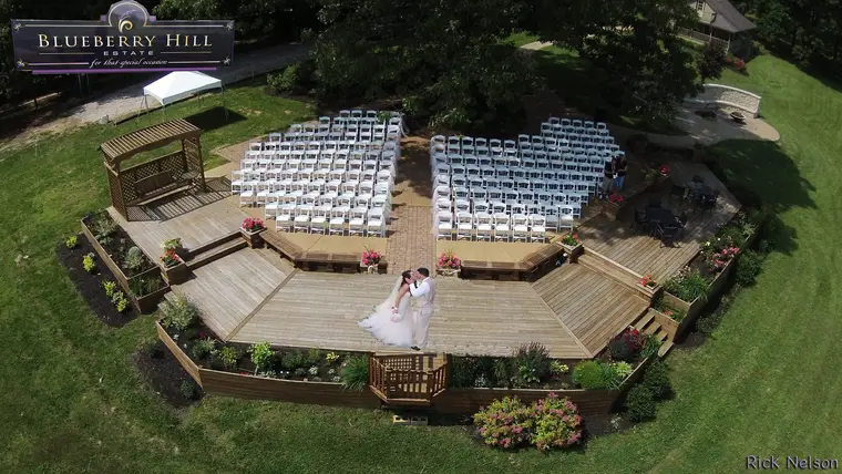 Aerial view of the hilltop ceremony