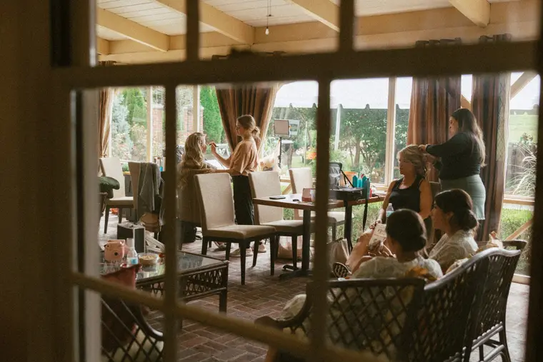 Getting ready on the covered porch