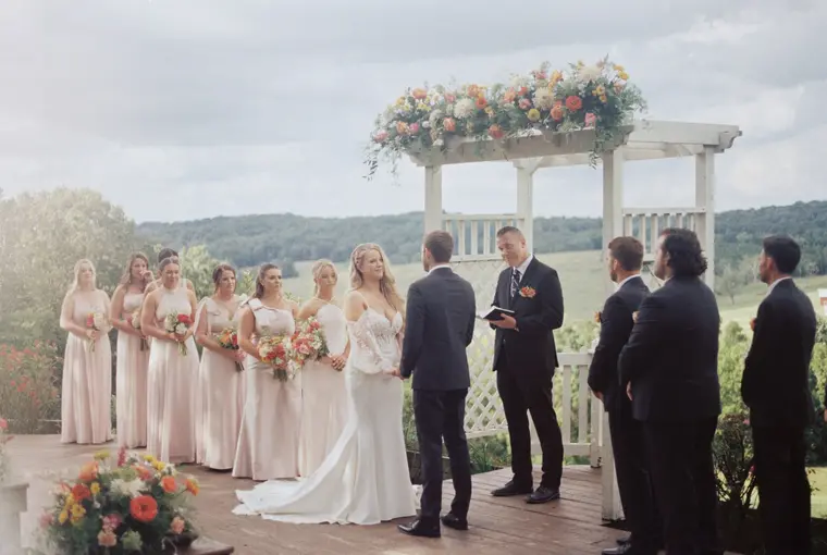 The ceremony at the arbor on film