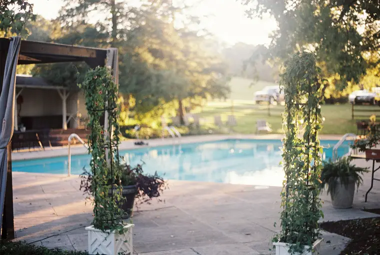 The pool in late light on film