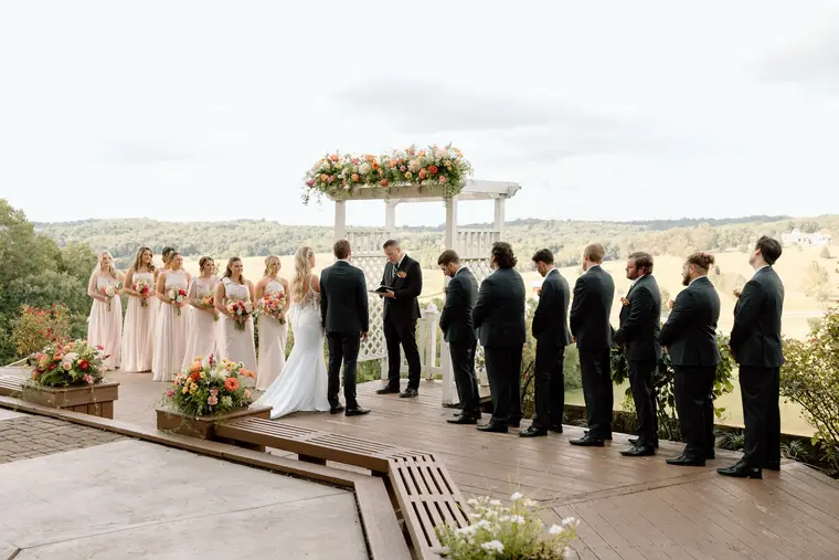 The ceremony on the deck above the valley