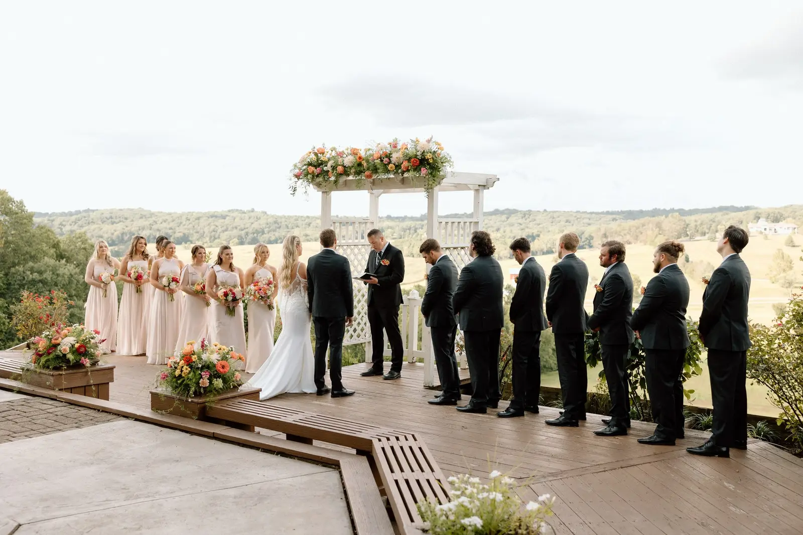 The ceremony on the deck above the valley