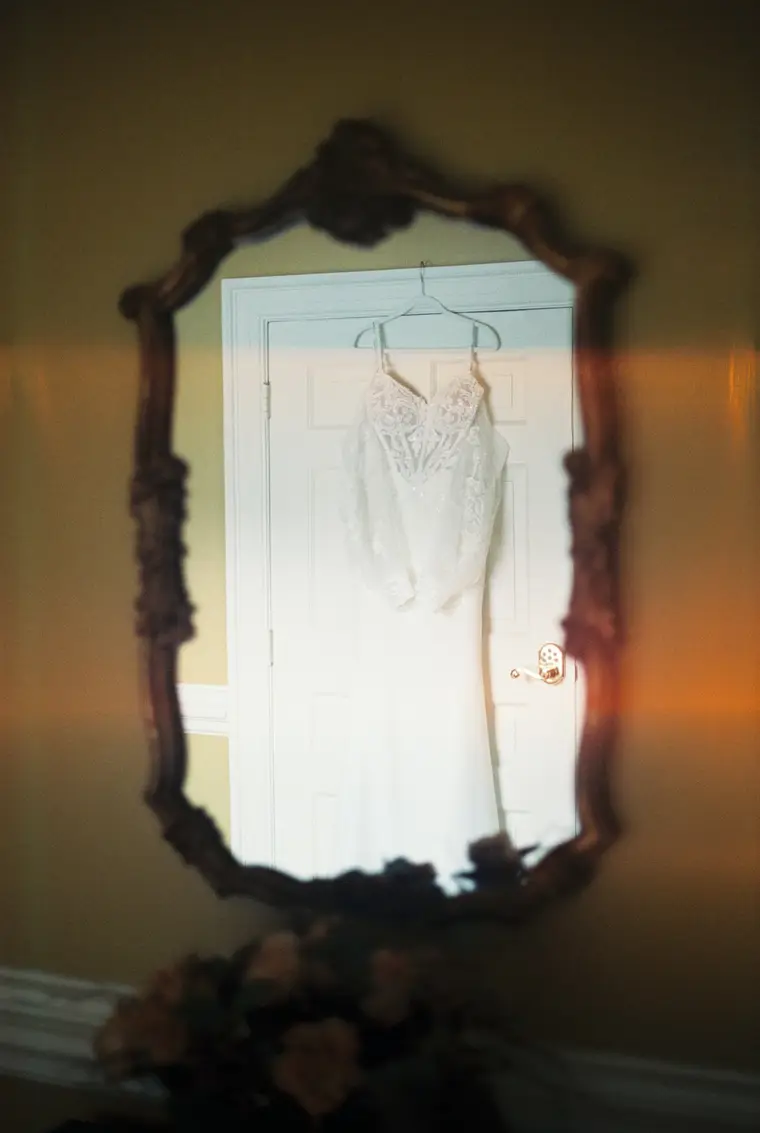 The gown in the hall mirror on film