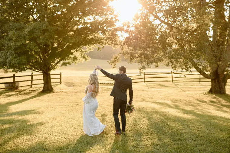 A twirl beneath the big trees at golden hour