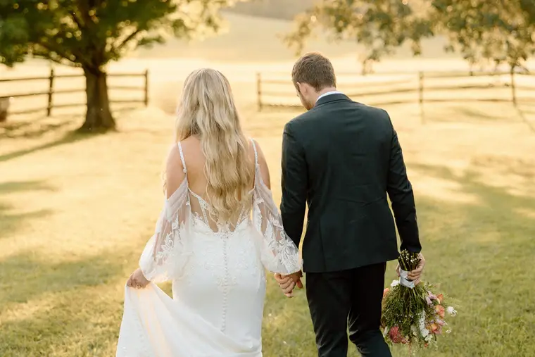 Walking away across the golden field